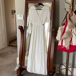 Melissa Odabash white wrap dress with tie-up sleeves